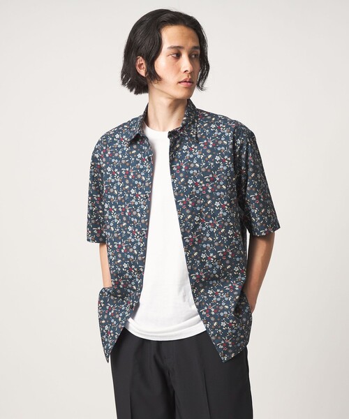 A DAY IN THE LIFE UNITED ARROWS(アデイインザライフユナイテッドアローズ)の「コットン パターンプリント リラックスシャツ<A DAY IN THE LIFE>(シャツ/ブラウス・メンズ・ダークグリーン/ネイビー・M/L)」の1枚目の写真