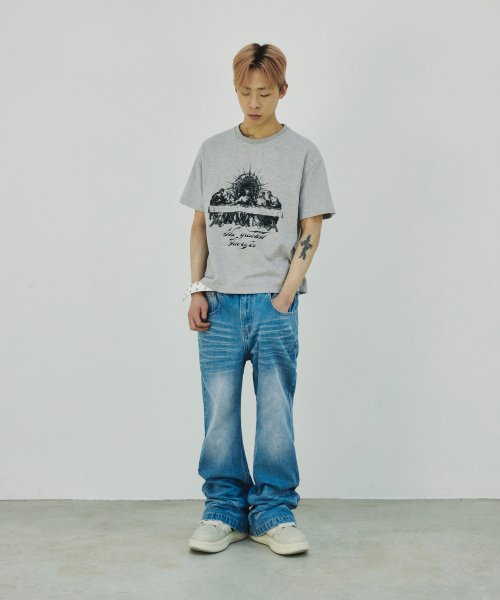SCALLYWAG（スカリーワグ）の「エンボスセギングフレアジーンズ[ライトインディゴ]（デニムパンツ・レディース・その他・SMALL/MEDIUM/LARGE/X-LARGE）」の4枚目の写真