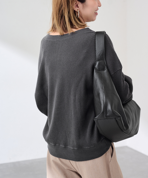 FRAMeWORK(フレームワーク)の「≪WEB限定 / 追加≫ワッフルヘンリープルオーバー(Tシャツ/カットソー・レディース・アイボリー/ダークブルー/スミクロ・FREE)」の10枚目の写真