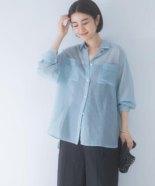 URBAN RESEARCH ROSSO WOMEN(アーバンリサーチ ロッソ)の「シアースキッパーシャツ(シャツ/ブラウス・レディース・オフホワイト/ブラック/イエロー/ブルー系その他・FREE)」の4枚目の写真