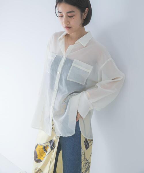 URBAN RESEARCH ROSSO WOMEN(アーバンリサーチ ロッソ)の「シアースキッパーシャツ(シャツ/ブラウス・レディース・オフホワイト/ブラック/イエロー/ブルー系その他・FREE)」の6枚目の写真