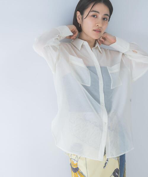 URBAN RESEARCH ROSSO WOMEN(アーバンリサーチ ロッソ)の「シアースキッパーシャツ(シャツ/ブラウス・レディース・オフホワイト/ブラック/イエロー/ブルー系その他・FREE)」の7枚目の写真