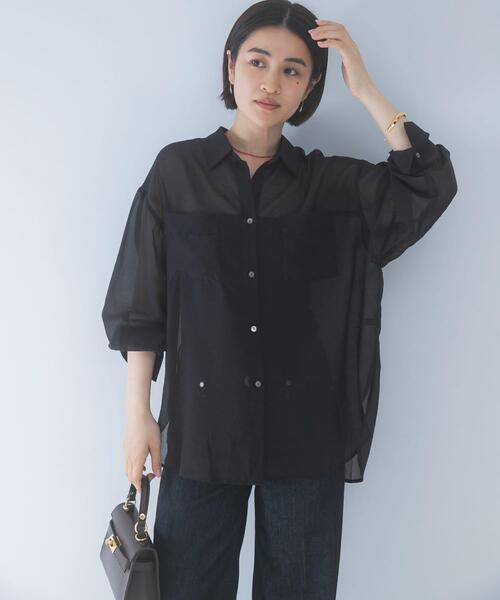 URBAN RESEARCH ROSSO WOMEN(アーバンリサーチ ロッソ)の「シアースキッパーシャツ(シャツ/ブラウス・レディース・オフホワイト/ブラック/イエロー/ブルー系その他・FREE)」の12枚目の写真