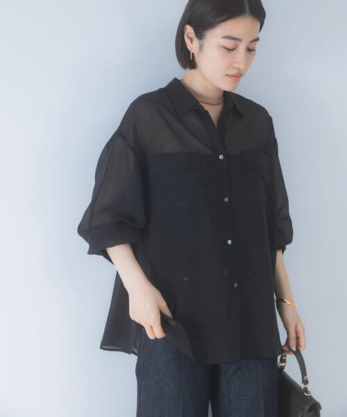 URBAN RESEARCH ROSSO WOMEN(アーバンリサーチ ロッソ)の「シアースキッパーシャツ(シャツ/ブラウス・レディース・オフホワイト/ブラック/イエロー/ブルー系その他・FREE)」の13枚目の写真
