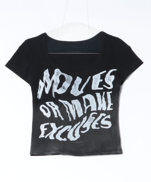 Lis ardent(リスアルダン)の「英字前プリント ヴィンテージ風ロゴグラフィックTシャツ / フェアリーグランジコンパクトトップス(Tシャツ/カットソー・レディース・ブルー/ブラック/ブラウン/ピンク・M)」の6枚目の写真