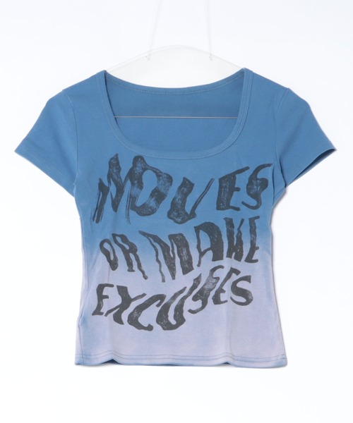 Lis ardent(リスアルダン)の「英字前プリント ヴィンテージ風ロゴグラフィックTシャツ / フェアリーグランジコンパクトトップス(Tシャツ/カットソー・レディース・ブルー/ブラック/ブラウン/ピンク・M)」の5枚目の写真