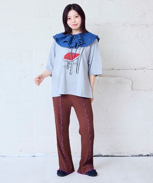 MARKEY'S(マーキーズ)の「ツイストリブメローフレアーパンツ/おとな(その他パンツ・レディース・レッド/ブラウン/グレー・160cm)」の2枚目の写真