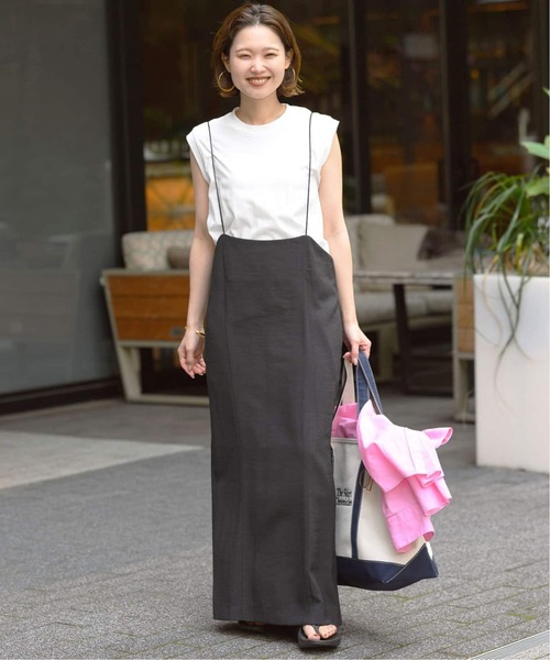 SLOBE IENA(スローブイエナ)の「《2枚セット/追加3》アイラインキャミワンピース×ノースリーブTEEセット(ワンピース・レディース・ブラック・FREE)」の5枚目の写真