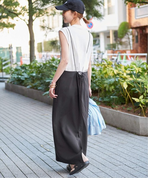 SLOBE IENA(スローブイエナ)の「《2枚セット/追加3》アイラインキャミワンピース×ノースリーブTEEセット(ワンピース・レディース・ブラック・FREE)」の15枚目の写真