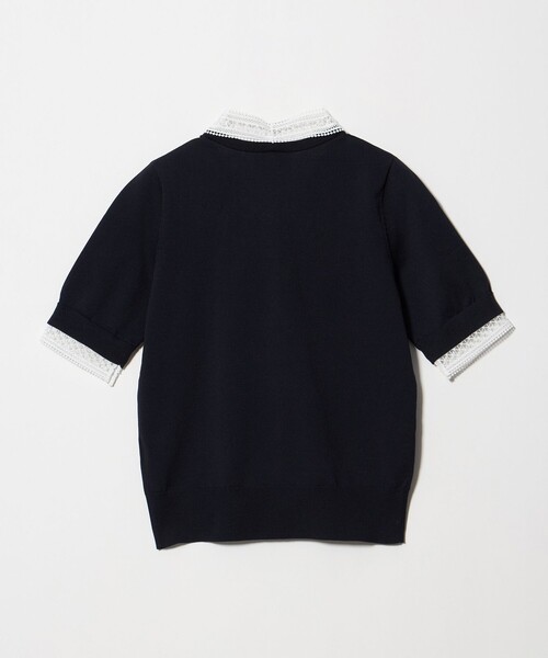 UNITED ARROWS(ユナイテッドアローズ)の「4WAY ボウタイレース ショートスリーブ ニット(ニット/セーター・レディース・ダークグレー/オフホワイト/ネイビー・FREE)」の4枚目の写真