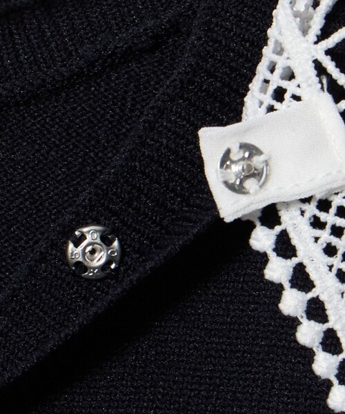 UNITED ARROWS(ユナイテッドアローズ)の「4WAY ボウタイレース ショートスリーブ ニット(ニット/セーター・レディース・ダークグレー/オフホワイト/ネイビー・FREE)」の20枚目の写真