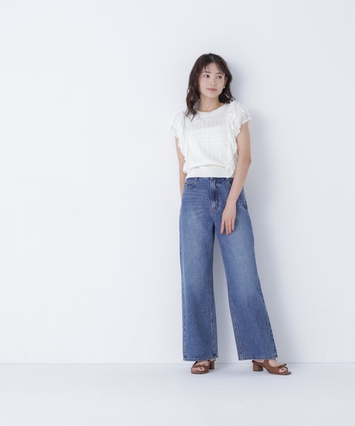 NATURAL BEAUTY BASIC(ナチュラルビューティーベーシック)の「レースフリルミックスニット(ニット/セーター・レディース・ブラック/オフホワイト/バーガンディー・フリ-)」の12枚目の写真