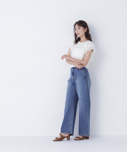 NATURAL BEAUTY BASIC(ナチュラルビューティーベーシック)の「レースフリルミックスニット(ニット/セーター・レディース・ブラック/オフホワイト/バーガンディー・フリ-)」の14枚目の写真