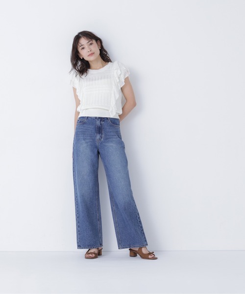 NATURAL BEAUTY BASIC(ナチュラルビューティーベーシック)の「レースフリルミックスニット(ニット/セーター・レディース・ブラック/オフホワイト/バーガンディー・フリ-)」の16枚目の写真