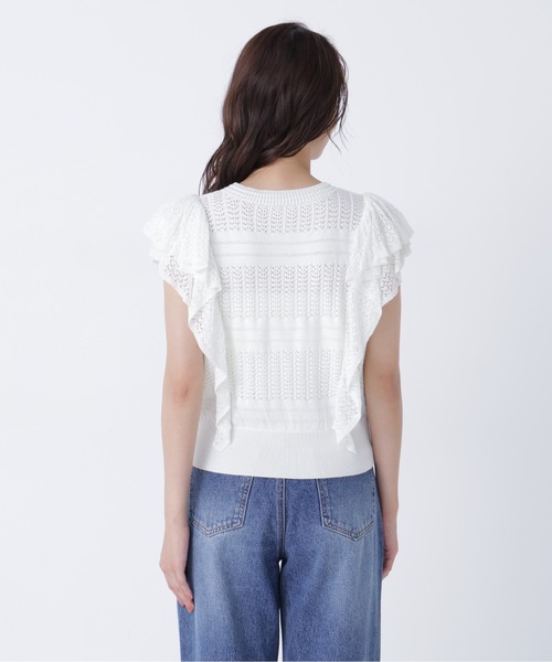 NATURAL BEAUTY BASIC(ナチュラルビューティーベーシック)の「レースフリルミックスニット(ニット/セーター・レディース・ブラック/オフホワイト/バーガンディー・フリ-)」の17枚目の写真