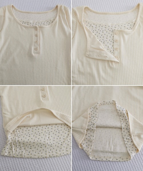 Miniministore(ミニミニストア)の「ヘンリーネックTシャツレイヤード風t半袖半袖(Tシャツ/カットソー・レディース・ライトブルー/ブラック/ピンク/アイボリー・FREE)」の7枚目の写真