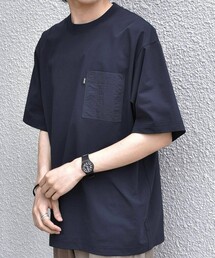 【WEB限定】SHIPS any:〈撥水加工〉リラックス ナイロンポケット クルーネック Tシャツ◇