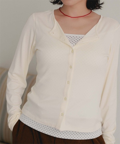 miette(ミエット)の「レイヤード風長袖トップス(Tシャツ/カットソー・レディース・クリーム/チャコール/ブラック・S/M/L)」の5枚目の写真