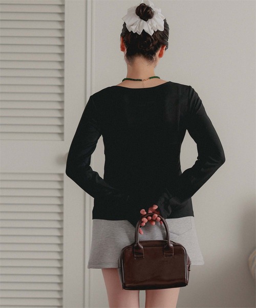 miette(ミエット)の「レイヤード風長袖トップス(Tシャツ/カットソー・レディース・クリーム/チャコール/ブラック・S/M/L)」の15枚目の写真