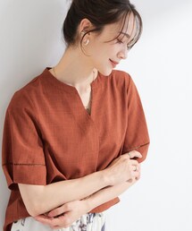 SHOO・LA・RUE | 【洗濯後しわになりにくい/インせずきまる】お袖のハシゴレースで涼やかに 麻調スキッパーブラウス(シャツ/ブラウス)