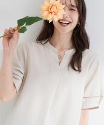 SHOO・LA・RUE | 【洗濯後しわになりにくい/インせずきまる】麻調ハシゴレーススキッパーブラウス(シャツ/ブラウス)