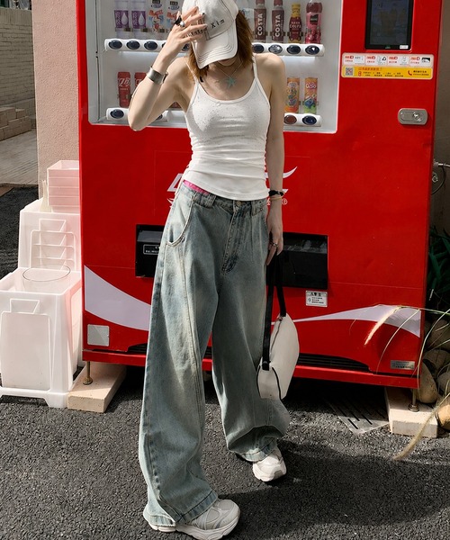HALEY PESCA(ヘーリーペスカ)の「HALEY PESCA/【カップ付き】ラインストーンドット キャミソール(キャミソール・レディース・グレー/ブラック/ホワイト/ダークグレー/レッド/ブラウン・FREE)」の2枚目の写真