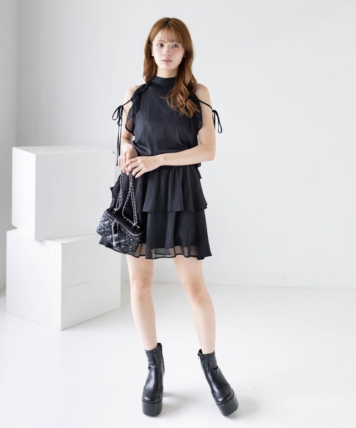 clear（クリア）の「ラメシアーアメスリミニワンピース［骨格ウェーブ／フェミニン／ガーリー／大人かわいい／華やか］（ワンピース・レディース・ブラック/アイボリー/ベージュ・F）」の6枚目の写真