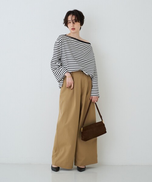 Rouge vif(ルージュヴィフ)の「【吸水速乾/UVカット】スパンポリストレッチツイルワイドパンツ(その他パンツ・レディース・アイボリー/ベージュ・38/36)」の11枚目の写真
