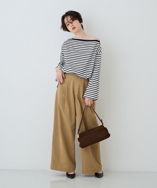 Rouge vif(ルージュヴィフ)の「【吸水速乾/UVカット】スパンポリストレッチツイルワイドパンツ(その他パンツ・レディース・アイボリー/ベージュ・38/36)」の12枚目の写真