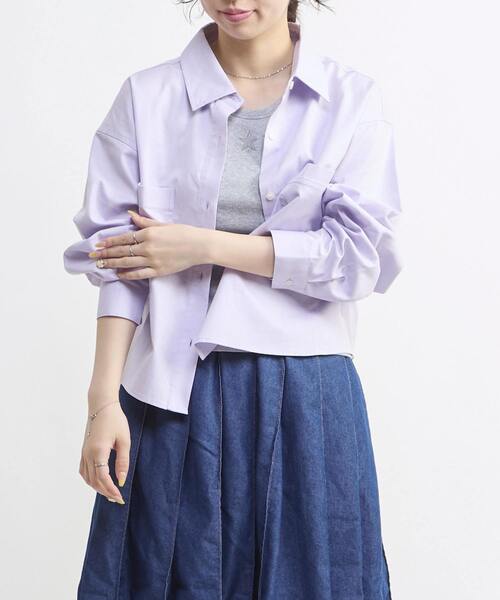 CONVERSE TOKYO(コンバーストウキョウ)の「BACK STAR★ OXFORD SHORT SHIRT(シャツ/ブラウス・レディース・パープル/ピンク/イエロー/ブラック・FREE)」の3枚目の写真