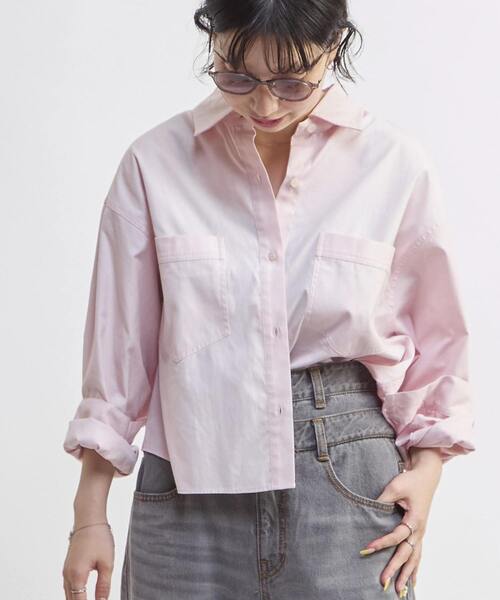 CONVERSE TOKYO(コンバーストウキョウ)の「BACK STAR★ OXFORD SHORT SHIRT(シャツ/ブラウス・レディース・パープル/ピンク/イエロー/ブラック・FREE)」の19枚目の写真