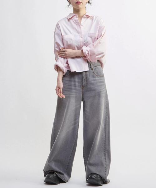 CONVERSE TOKYO(コンバーストウキョウ)の「BACK STAR★ OXFORD SHORT SHIRT(シャツ/ブラウス・レディース・パープル/ピンク/イエロー/ブラック・FREE)」の20枚目の写真