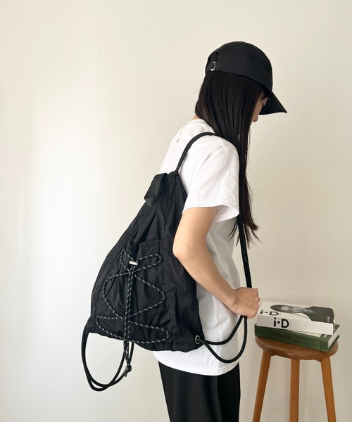 NATURALIST（ナチュラリスト）の「ナイロン バンジーコードナップサック/軽量/撥水（バックパック/リュック・レディース・グレー/ブラック/ベージュ/カーキ・FREE）」の7枚目の写真