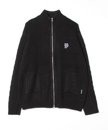 cable pocket zip knit