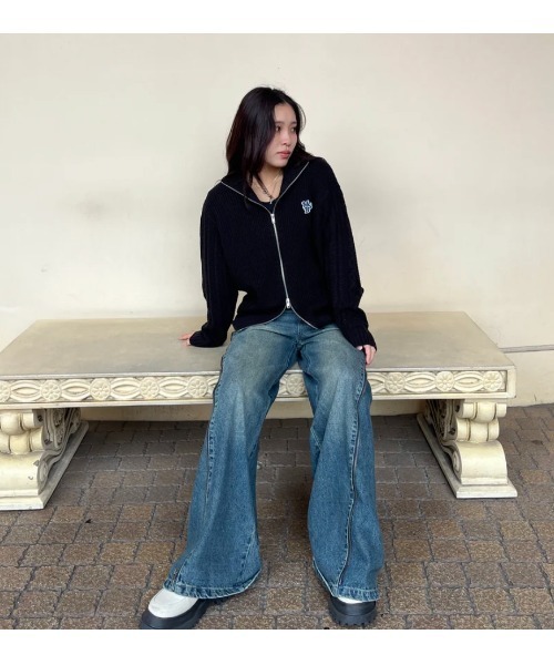 My sugar Babe（マイシュガーベイブ）の「cable pocket zip knit（ニット/セーター・メンズ・ブラック/レッド/ブルー・LARGE/SMALL）」の13枚目の写真