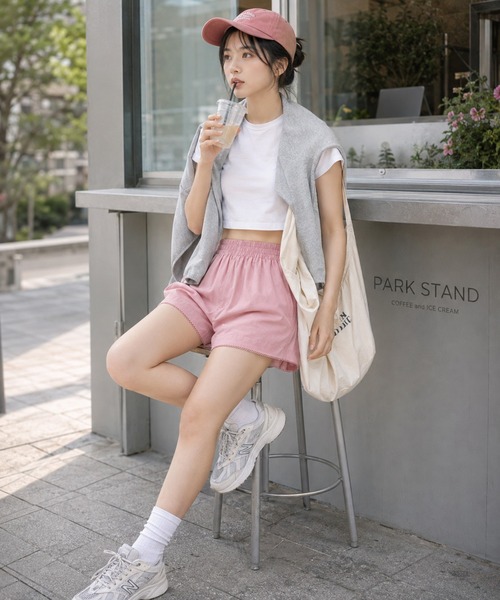 KONVINI(コンビニ)の「【KONVINI select】リラックス ショートパンツ レディース イージーパンツ ルームウェア ワンマイルウェア 韓国ファッション(その他パンツ・レディース・グレー/ブラック/ピンク・FREE)」の1枚目の写真