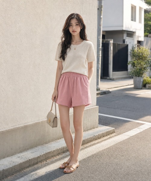 KONVINI(コンビニ)の「【KONVINI select】リラックス ショートパンツ レディース イージーパンツ ルームウェア ワンマイルウェア 韓国ファッション(その他パンツ・レディース・グレー/ブラック/ピンク・FREE)」の7枚目の写真