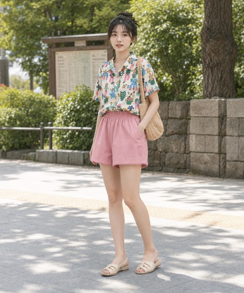 KONVINI(コンビニ)の「【KONVINI select】リラックス ショートパンツ レディース イージーパンツ ルームウェア ワンマイルウェア 韓国ファッション(その他パンツ・レディース・グレー/ブラック/ピンク・FREE)」の5枚目の写真