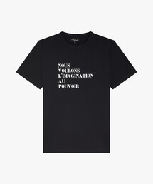 プリント コットン 半袖 Tシャツ  "Nous voulons l'imagination au pouvoir"