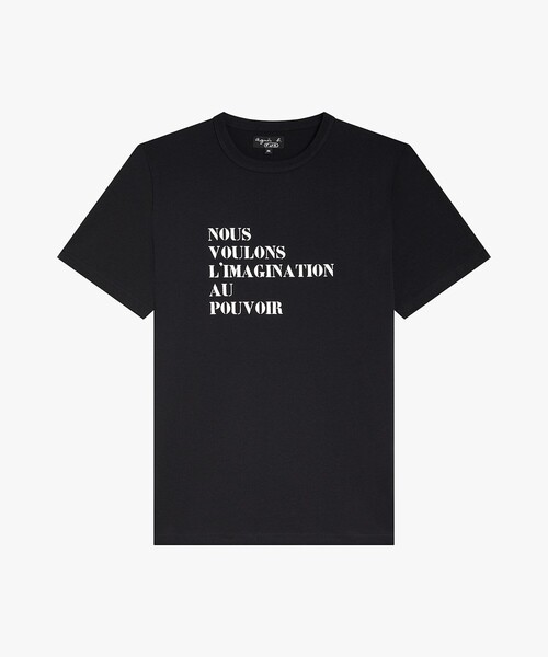agnes b.(アニエスベー)の「プリント コットン 半袖 Tシャツ "Nous voulons l'imagination au pouvoir"(Tシャツ/カットソー・レディース・ブラック・S/XL/M)」の1枚目の写真
