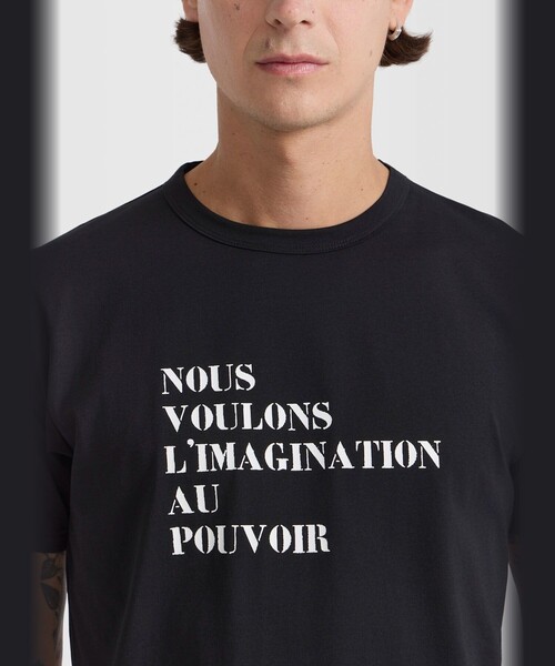 agnes b.(アニエスベー)の「プリント コットン 半袖 Tシャツ "Nous voulons l'imagination au pouvoir"(Tシャツ/カットソー・レディース・ブラック・S/XL/M)」の3枚目の写真