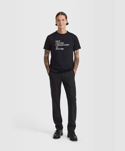 agnes b.(アニエスベー)の「プリント コットン 半袖 Tシャツ "Nous voulons l'imagination au pouvoir"(Tシャツ/カットソー・レディース・ブラック・S/XL/M)」の4枚目の写真