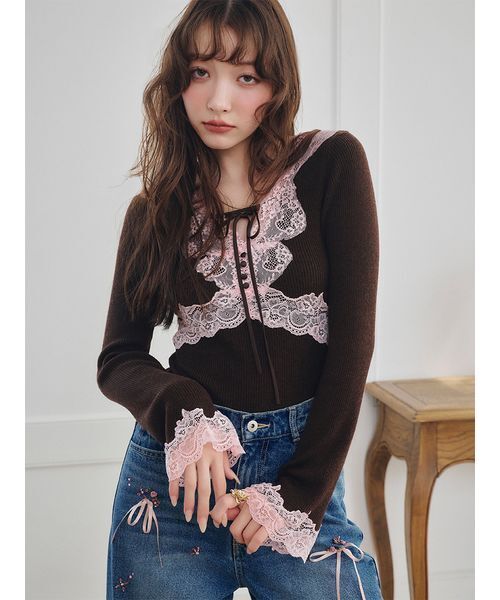 LILY BROWN（リリーブラウン）の「[L.B CANDY STOCK] フラワービジューデニムパンツ（デニムパンツ・レディース・ブルー/ライトブルー/アイボリー・0/1）」の7枚目の写真