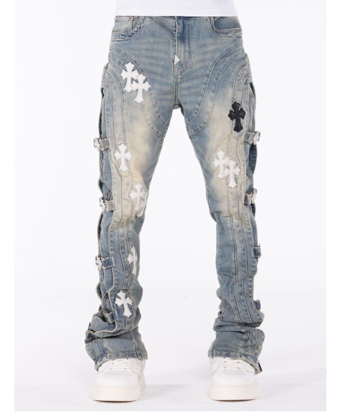 GUAPI/グアピ/Vintage Blue Cross Buckle Denim（デニムパンツ