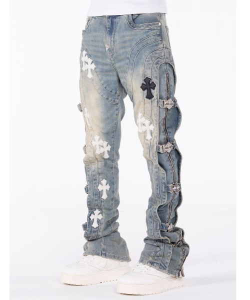 GUAPI/グアピ/Vintage Blue Cross Buckle Denim（デニムパンツ