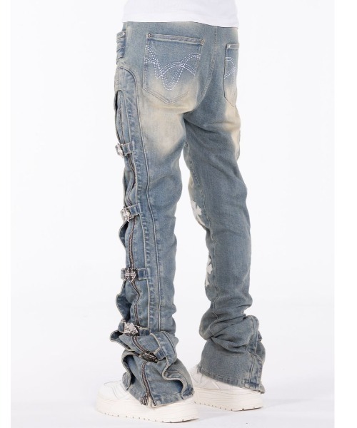 GUAPI/グアピ/Vintage Blue Cross Buckle Denim（デニムパンツ