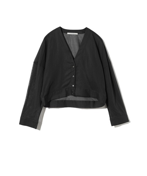 MIDIUMISOLID（ミディウミソリッド）の「MIDIUMISOLID for Ladies シアーボイルVネックカーディガン（カーディガン/ボレロ・レディース・ブラック/ブラウン/オフホワイト/グレー・FREE）」の2枚目の写真