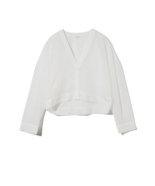 MIDIUMISOLID（ミディウミソリッド）の「MIDIUMISOLID for Ladies シアーボイルVネックカーディガン（カーディガン/ボレロ・レディース・ブラック/ブラウン/オフホワイト/グレー・FREE）」の5枚目の写真