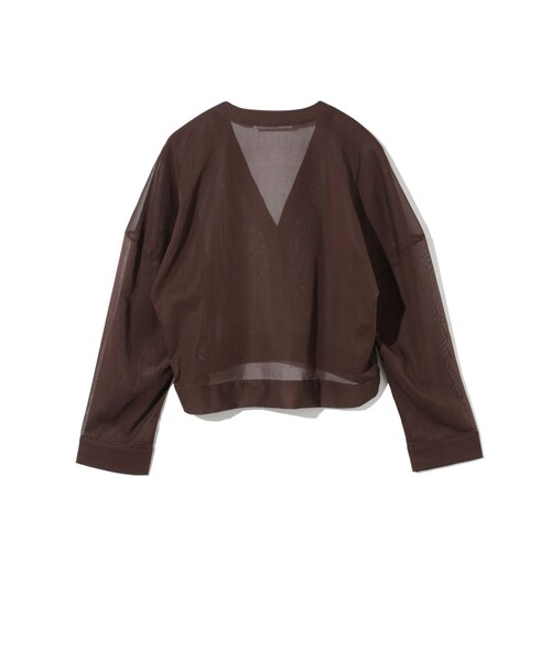 MIDIUMISOLID（ミディウミソリッド）の「MIDIUMISOLID for Ladies シアーボイルVネックカーディガン（カーディガン/ボレロ・レディース・ブラック/ブラウン/オフホワイト/グレー・FREE）」の14枚目の写真