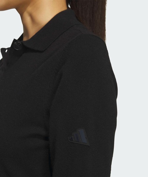 adidas(アディダス)の「ニット・ポロシャツ・長袖【adidas Golf/アディダスゴルフ】(ポロシャツ・レディース・ブラック・X-LARGE/SMALL/MEDIUM/XX-LARGE/LARGE)」の3枚目の写真